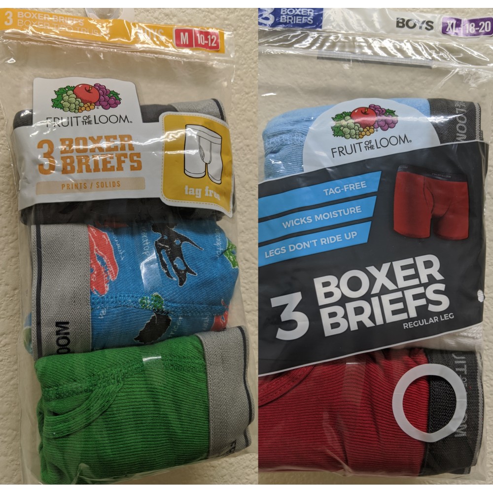 Fruit of the Loom Boys Underwear 5 Pack Knit Cotton Boxers Assorted Colors Size XL